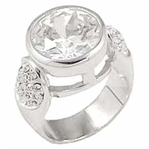 Brass CZ Round Bezel Pavé Ring view 2