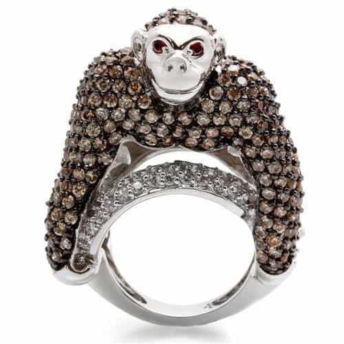 Brass Crystal Monkey Ring view 8