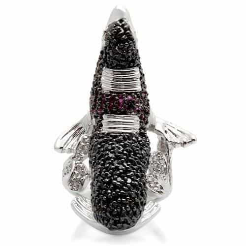 Brass Black Crystal Pave Seal Cocktail Ring view 6