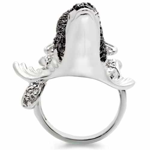 Brass Black Crystal Pave Seal Cocktail Ring view 8