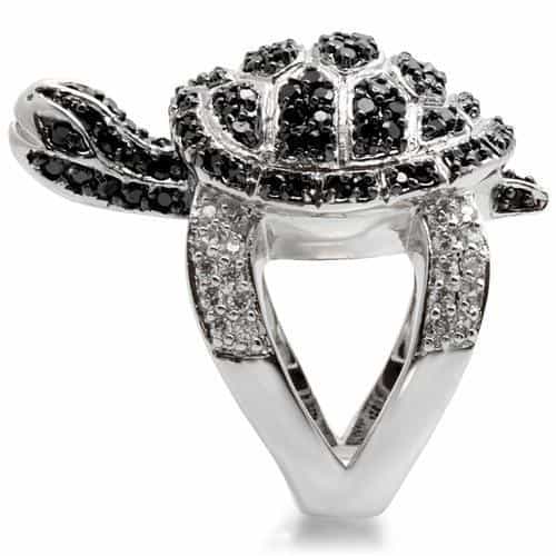Brass Crystal Turtle Ring view 12