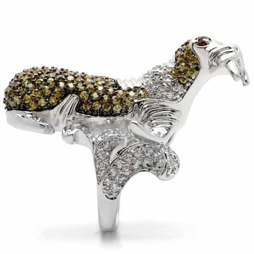 Brass Crystal Lion Ring view 12
