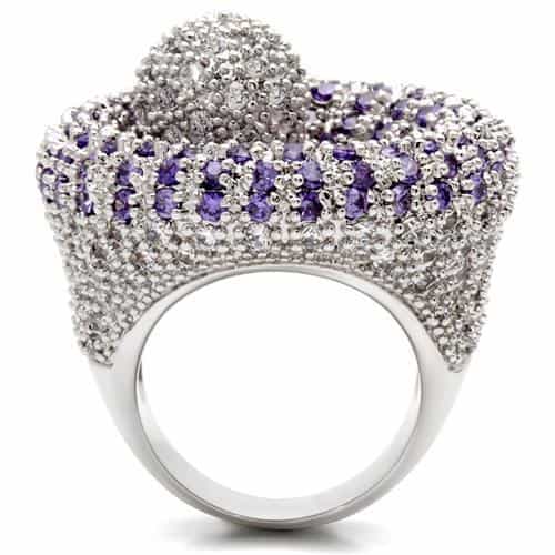 Brass Amethyst CZ Swirl Dome Ring view 8