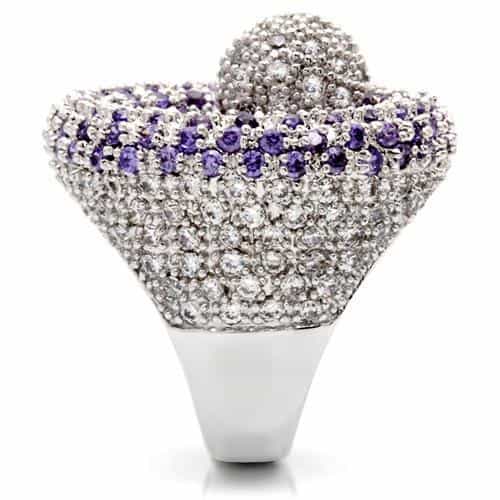 Brass Amethyst CZ Swirl Dome Ring view 10