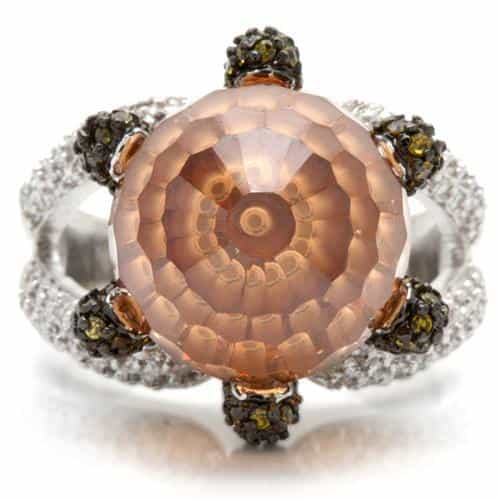 Brass Champagne Globe CZ Leaf Ring view 6