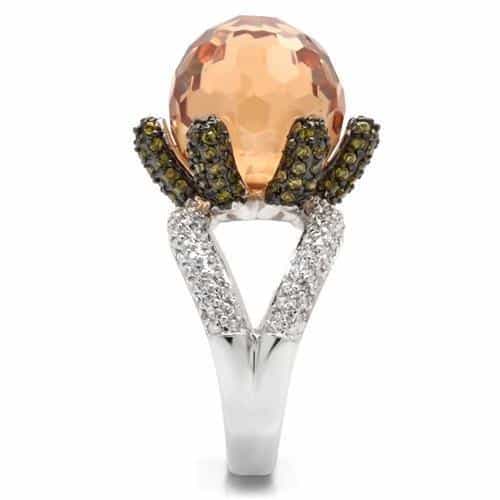 Brass Champagne Globe CZ Leaf Ring view 10