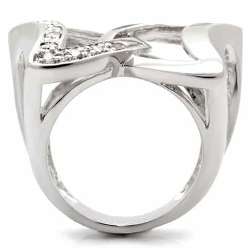 Brass Black Enamel Geometric CZ Cutout Ring view 8