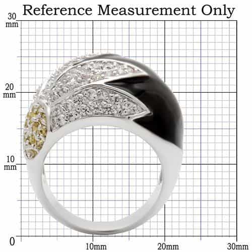 Brass Black Enamel CZ Leaf Petal Ring view 4