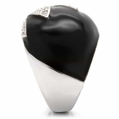 Brass Black Enamel CZ Leaf Petal Ring view 12