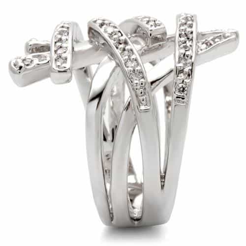 Brass CZ Multi-Band Crossover Ring view 10