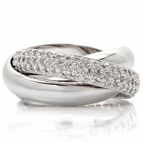 Brass CZ Pavé Interlocking Loop Ring view 6