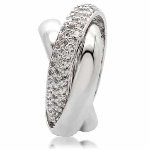Brass CZ Pavé Interlocking Loop Ring view 10