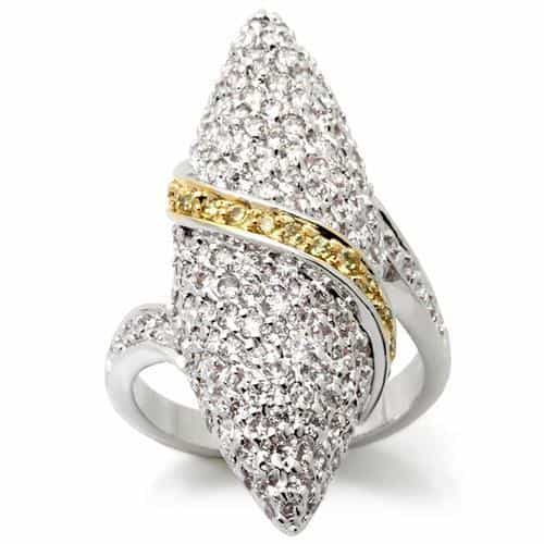 Brass CZ Pavé Marquise Bypass Ring view 2