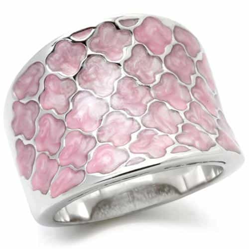 Brass Pink Enamel Scale Wide Band Ring view 2