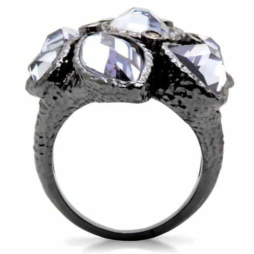 Brass Crystal Faceted Flower Ring view 8