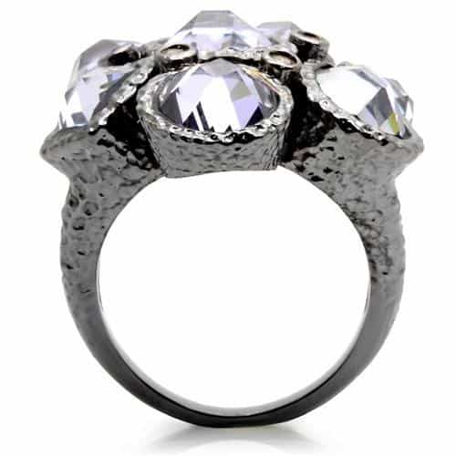 Brass Crystal Faceted Flower Ring view 10