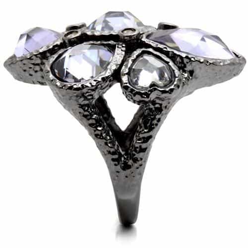 Brass Crystal Faceted Flower Ring view 12