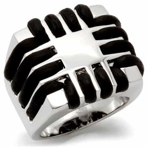 Brass Black Enamel Geometric Grid Ring view 2