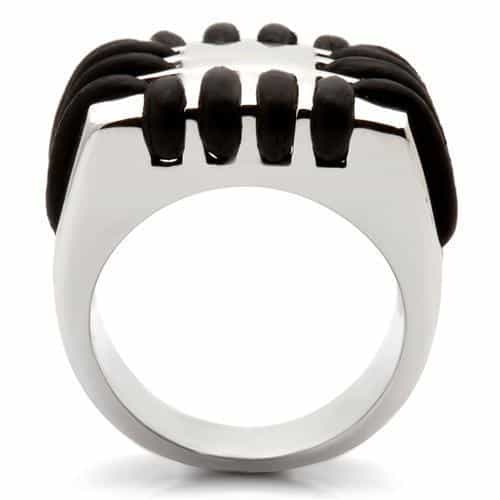 Brass Black Enamel Geometric Grid Ring view 8