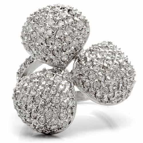 Brass CZ Pavé Triple Ball Ring view 6