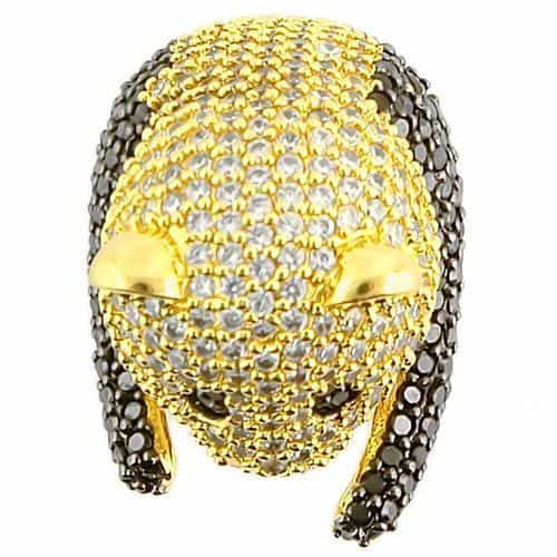 Brass Crystal Panda Ring view 6