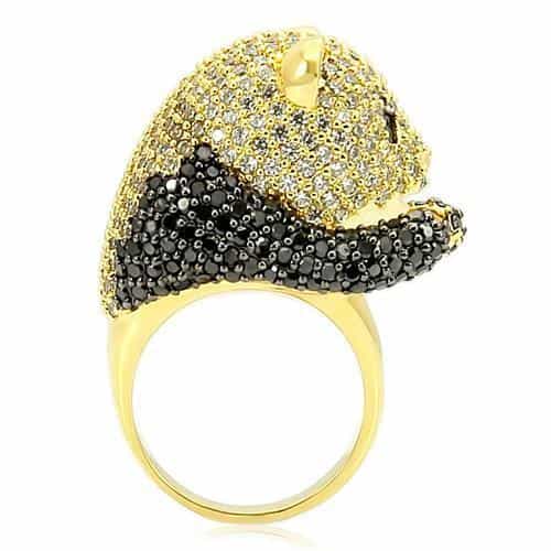 Brass Crystal Panda Ring view 8