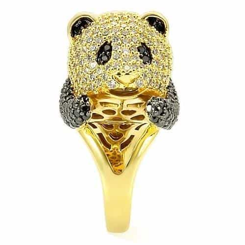 Brass Crystal Panda Ring view 10