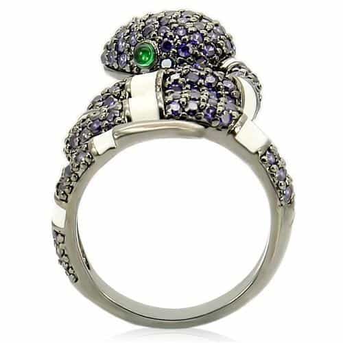 Brass Amethyst CZ Snake Ring view 8
