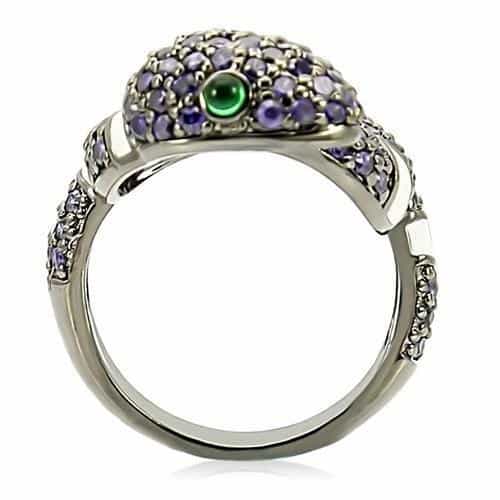 Brass Amethyst CZ Snake Ring view 10