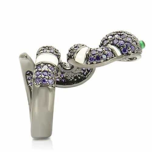 Brass Amethyst CZ Snake Ring view 12