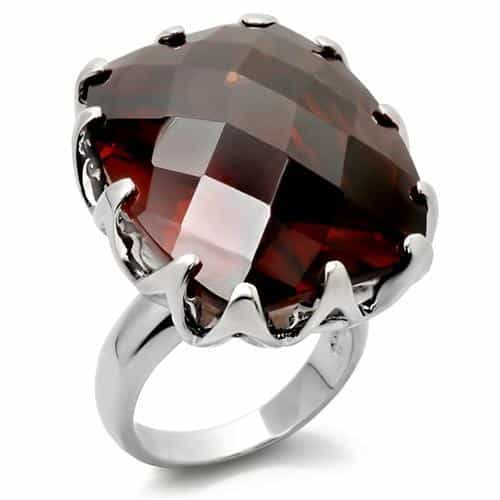 Brass Garnet CZ Cocktail Ring view 2