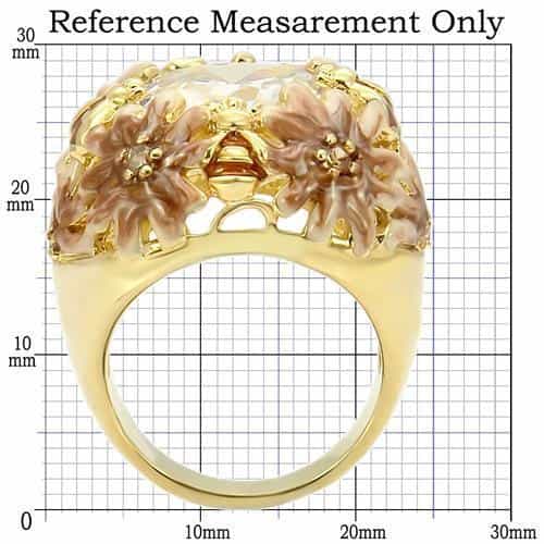 Brass CZ Floral Enamel Dome Ring view 4