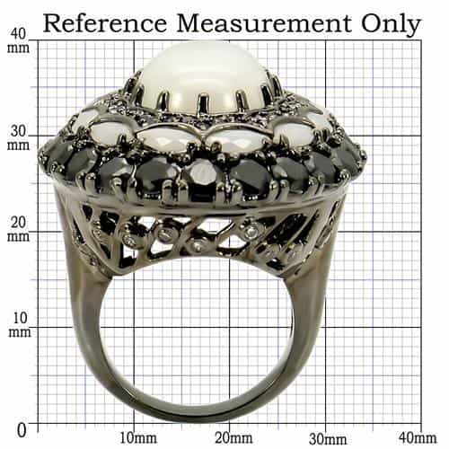 Brass White Opal Black CZ Halo Ring view 4