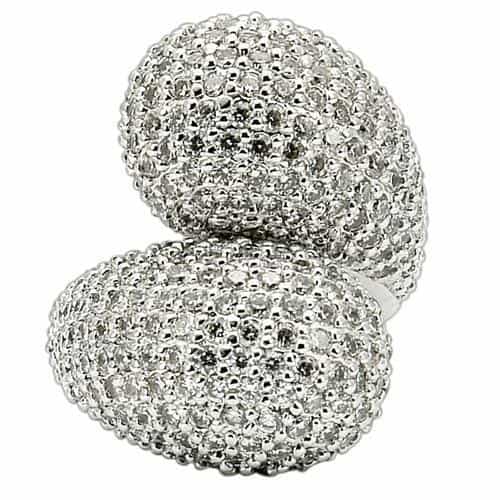 Brass CZ Pavé Abstract Swirl Dome Ring view 6