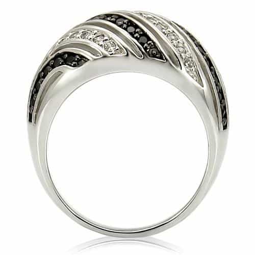 Brass Black White CZ Stripe Ring view 8