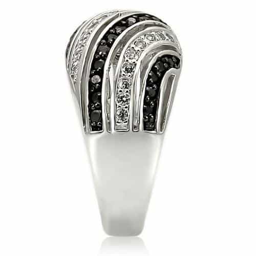 Brass Black White CZ Stripe Ring view 10