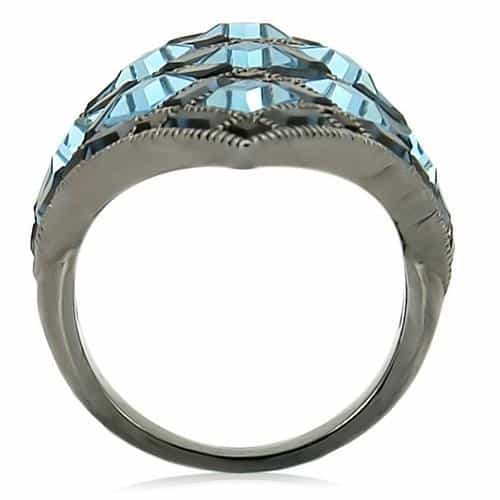 Brass Blue Topaz Square CZ Grid Ring view 8