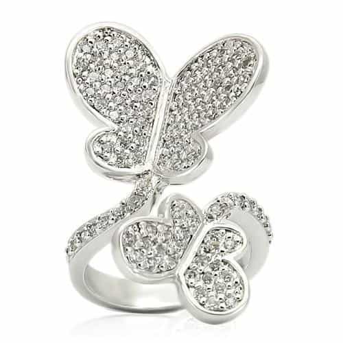 Brass CZ Pavé Butterfly Ring view 6