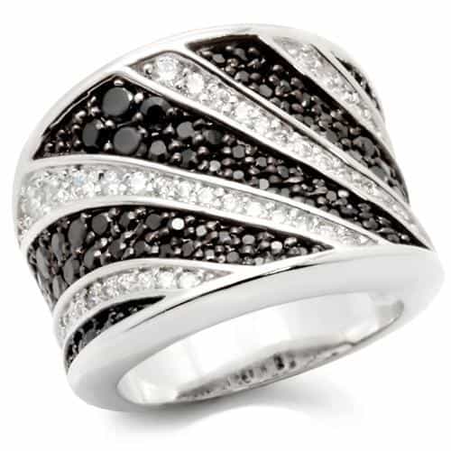 Brass Black CZ Pave Dome Band Ring view 2