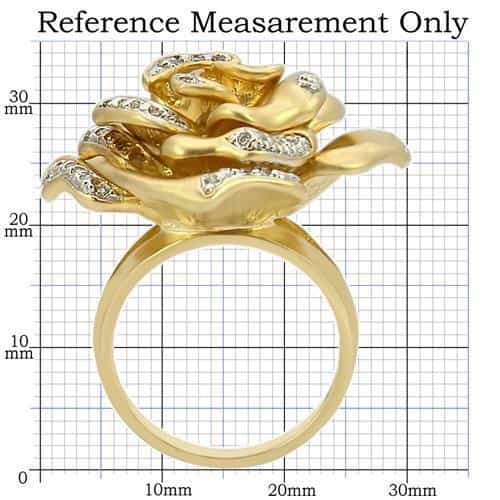 Brass Gold CZ Rose Bloom Ring view 4