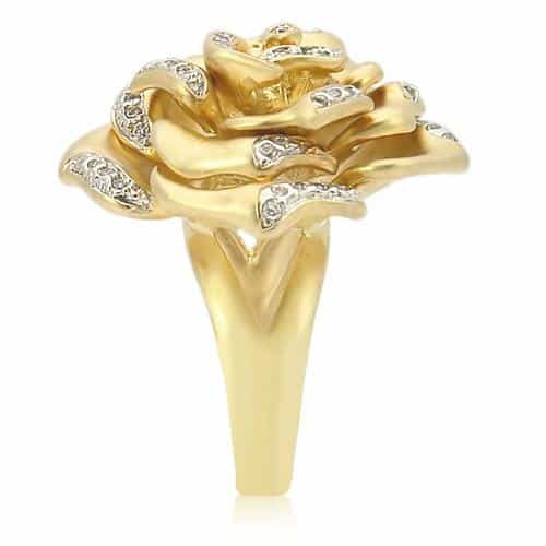 Brass Gold CZ Rose Bloom Ring view 10