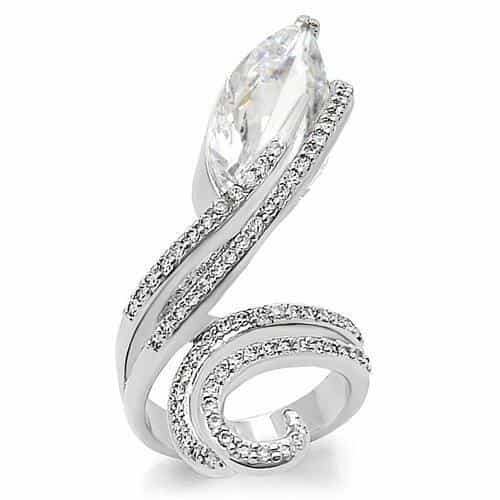 Brass CZ Marquise Bypass Twist Ring view 2