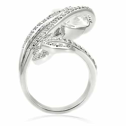 Brass CZ Marquise Bypass Twist Ring view 6