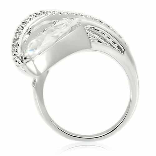 Brass CZ Marquise Bypass Twist Ring view 8