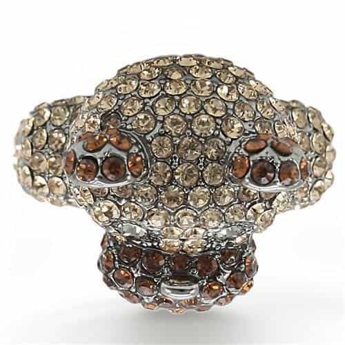 Brass Crystal Teddy Bear Ring view 6