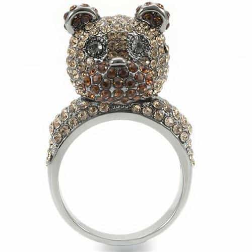 Brass Crystal Teddy Bear Ring view 8