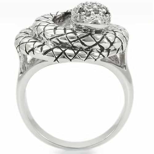 Brass Crystal Coiled Snake Ring view 8