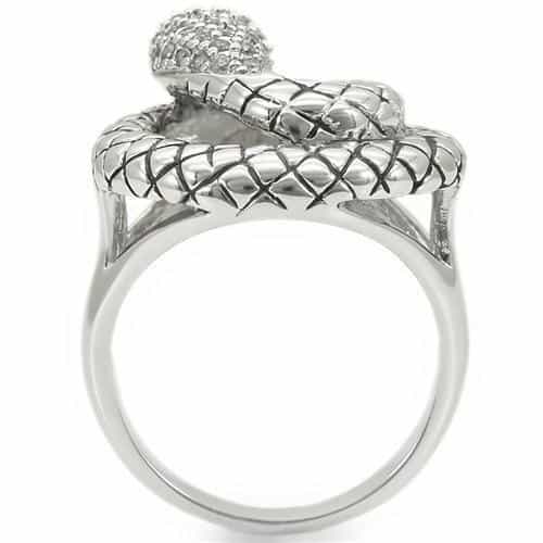 Brass Crystal Coiled Snake Ring view 10