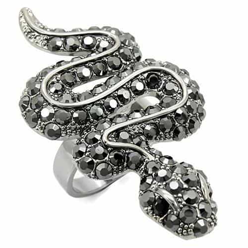 Brass Black Crystal Snake Ring view 2