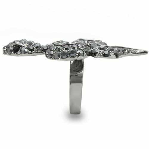 Brass Black Crystal Snake Ring view 12